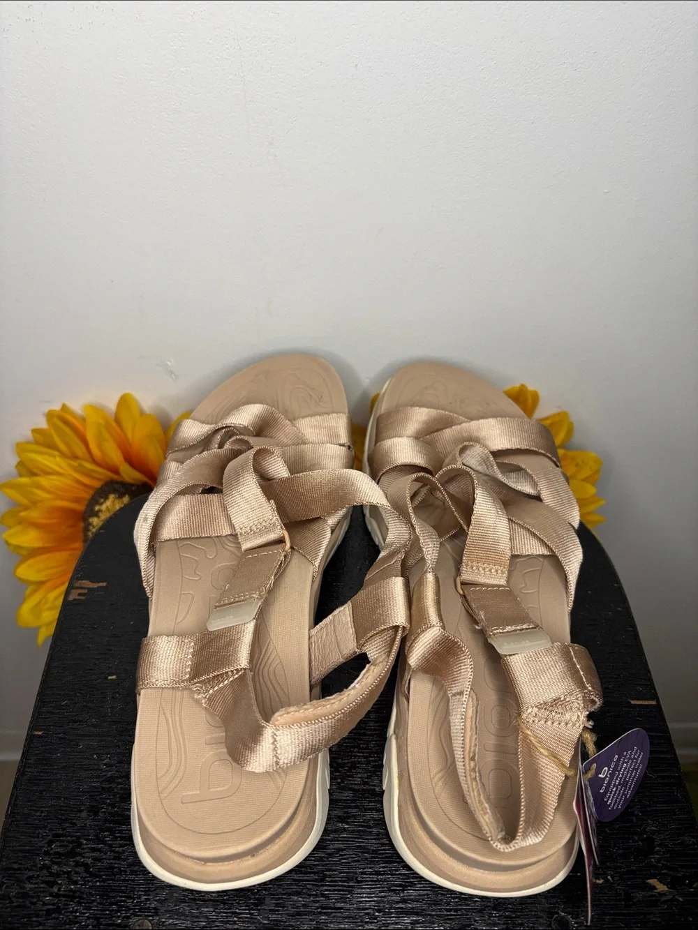 Bionica Beige Satin Strappy Sport Sandals